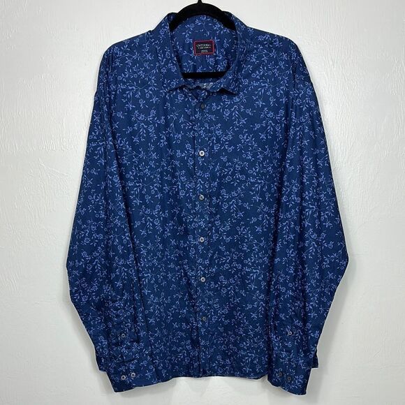 Untuckit Blue Cotton Floral Print Long Sleeve Button-Up Shirt Size XXXL - Picture 1 of 9